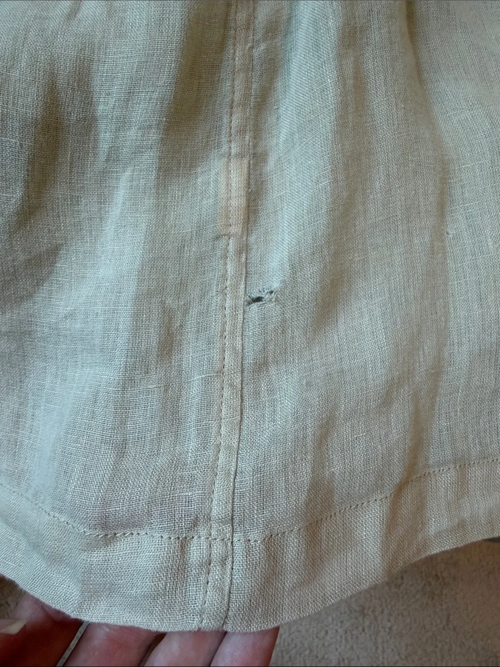 3 Tommy Bahama Linen Button Down Blouses with Ruffle Detail Aqua Coral and Tan - Picture 15 of 15